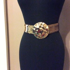 Vintage wide gold stretch belt